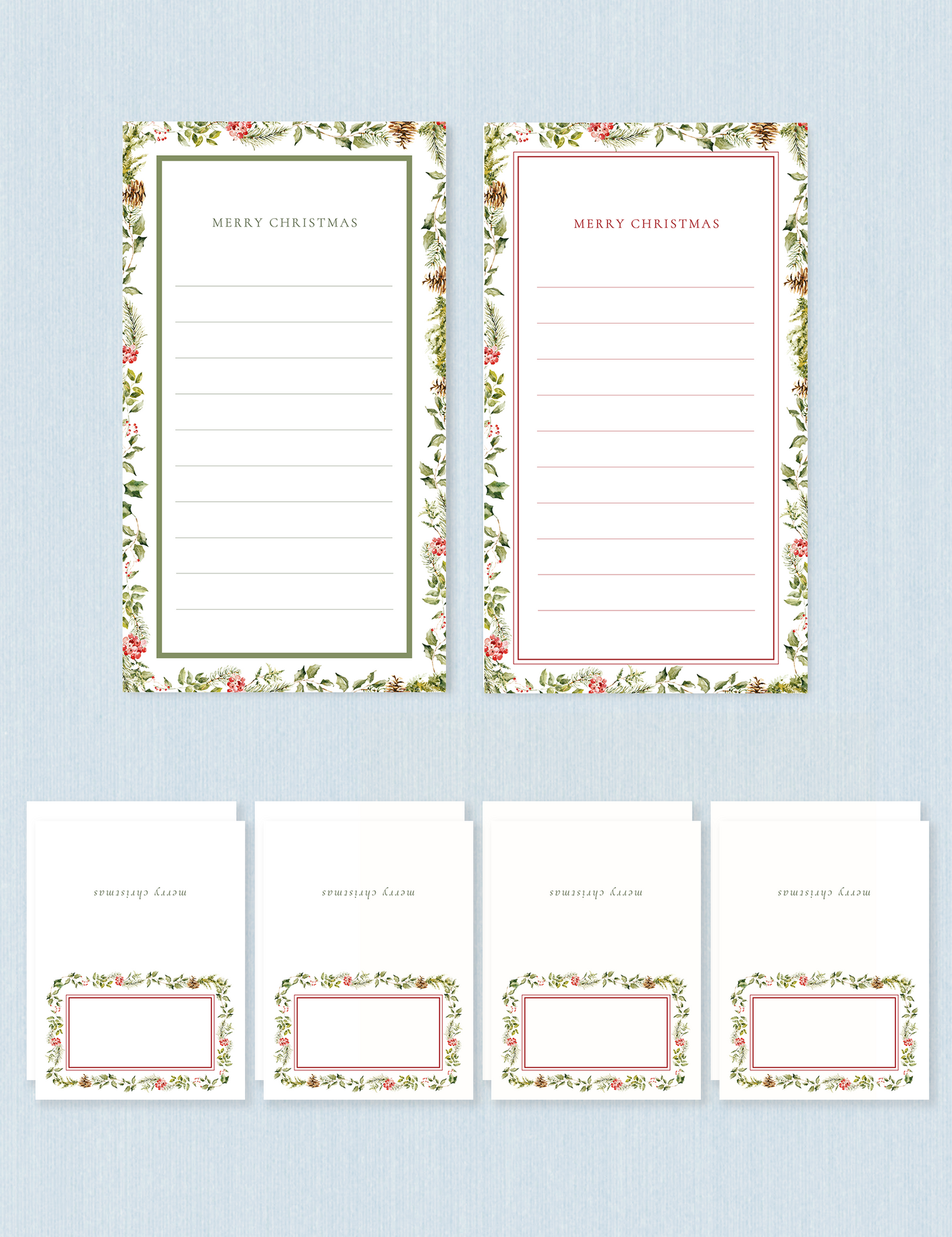 Set da tavola - Merry Christmas (2 menu + 8 segnaposto)