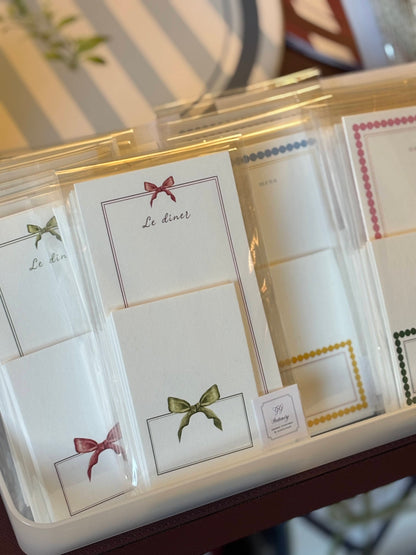 Set da tavola - Bows (2 menu + 8 segnaposto)