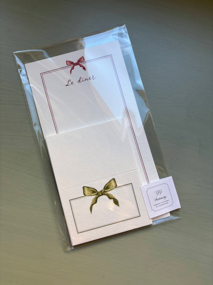 Set da tavola - Bows (2 menu + 8 segnaposto)