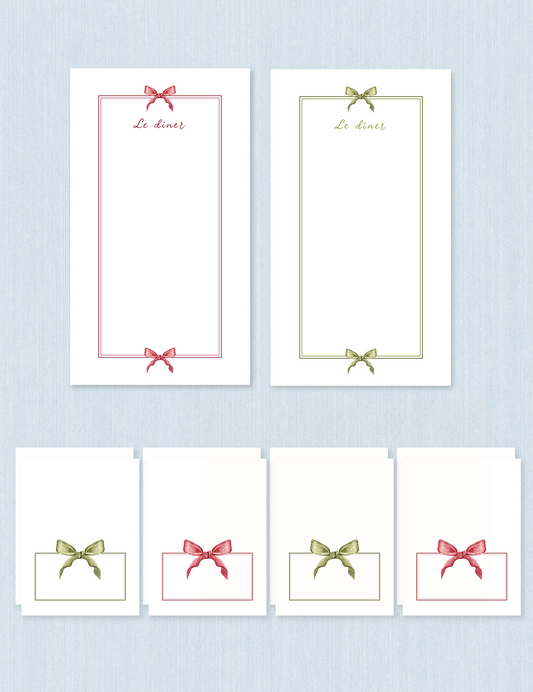 Set da tavola - Bows (2 menu + 8 segnaposto)