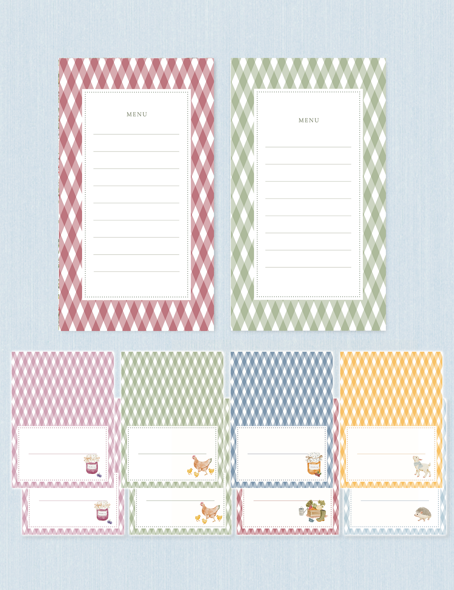 Set da tavola - Spring Vichy (2 menu + 8 segnaposto)